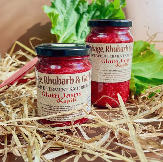 Rhubarb and Garlic Sauerkraut