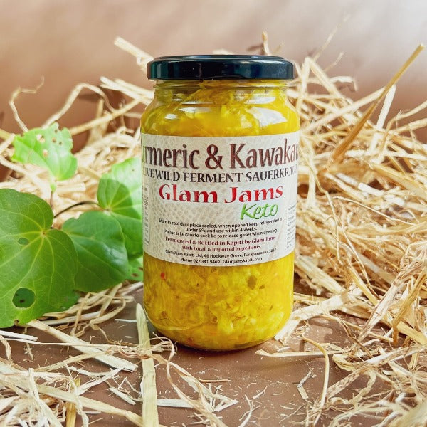 Turmeric and Kawakawa Sauerkraut